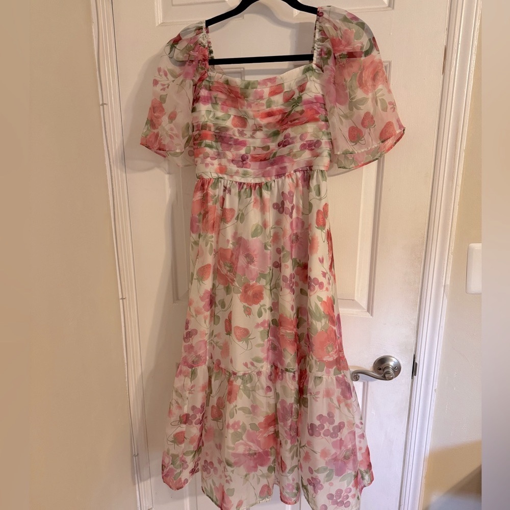 A&F Emerson Poplin Puff Sleeve Midi Dress